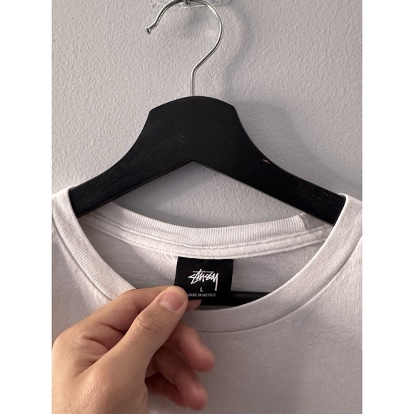 Stussy Ying Yang T-Shirt White with Black, Size Large - Picture 4 of 6